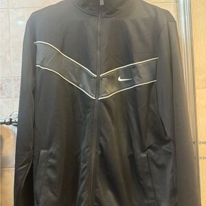 Nike Men's Black Windbreaker with White Accents